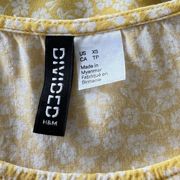 Divided JRS X-Small Cropped Tank Top Floral Spaghetti Straps Lightweight Yellow - Picture 7 of 8